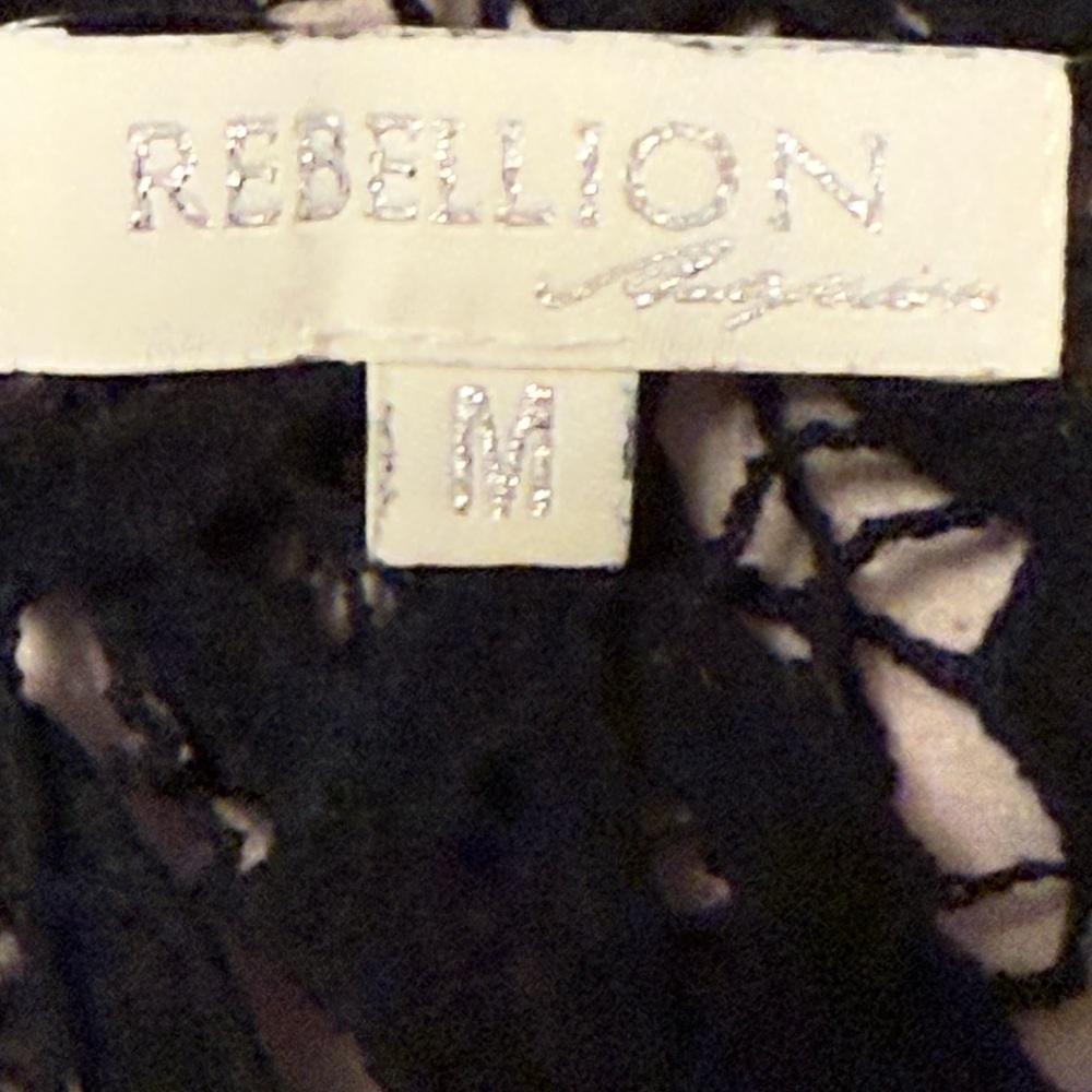 Rebellion Again Black Fringe Crocheted Cover Up Cardigan Size Medium (CWT0002) - Picture 5 of 7